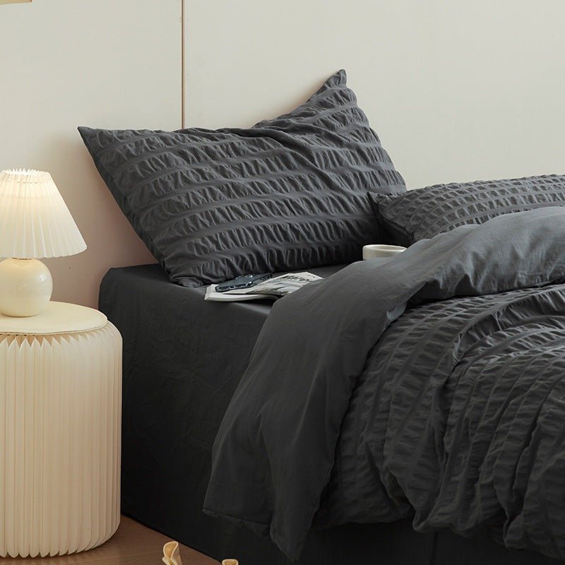 Minimal Bubble Textured Bedding Set / Beige