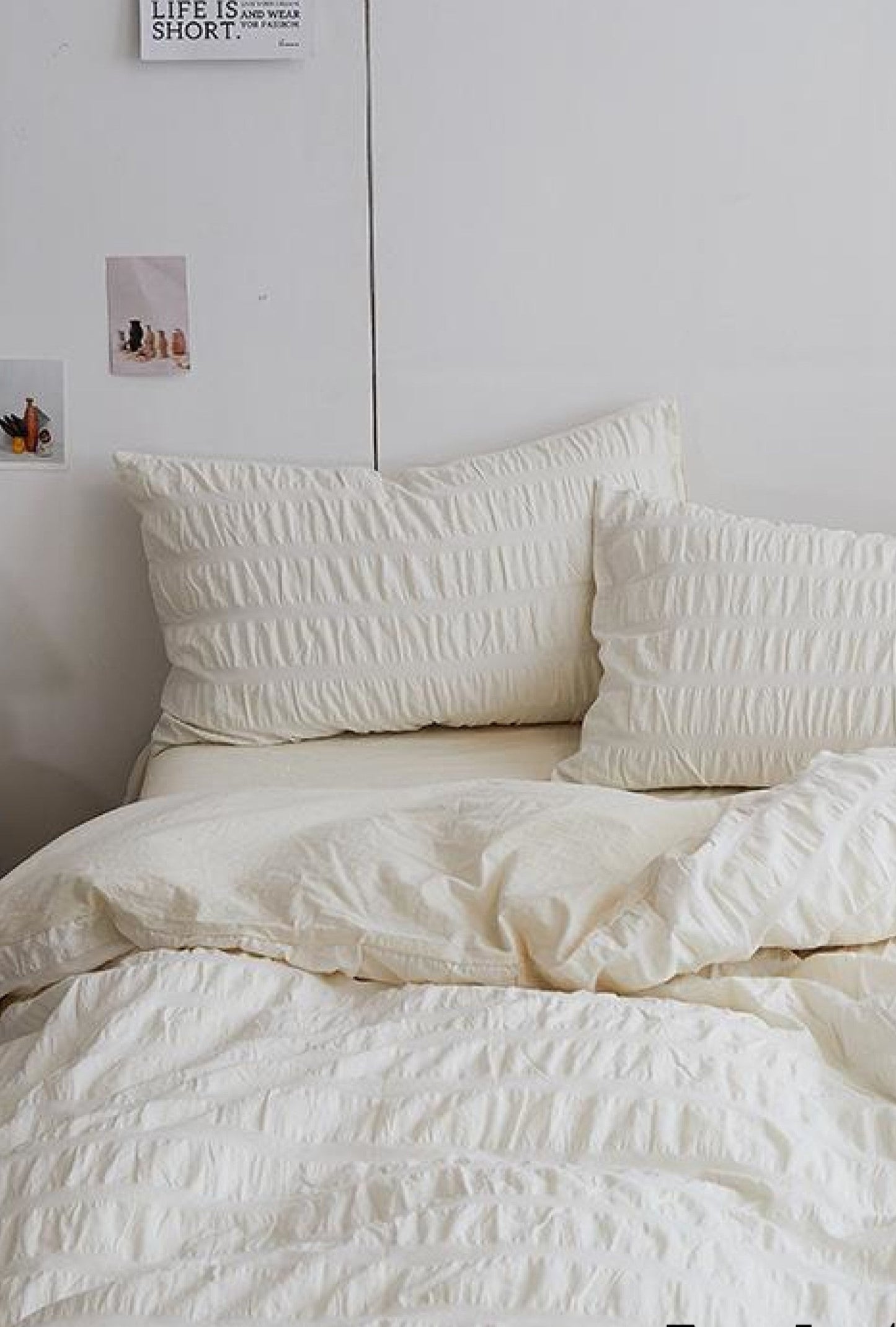 Minimal Bubble Textured Bedding Set / Beige