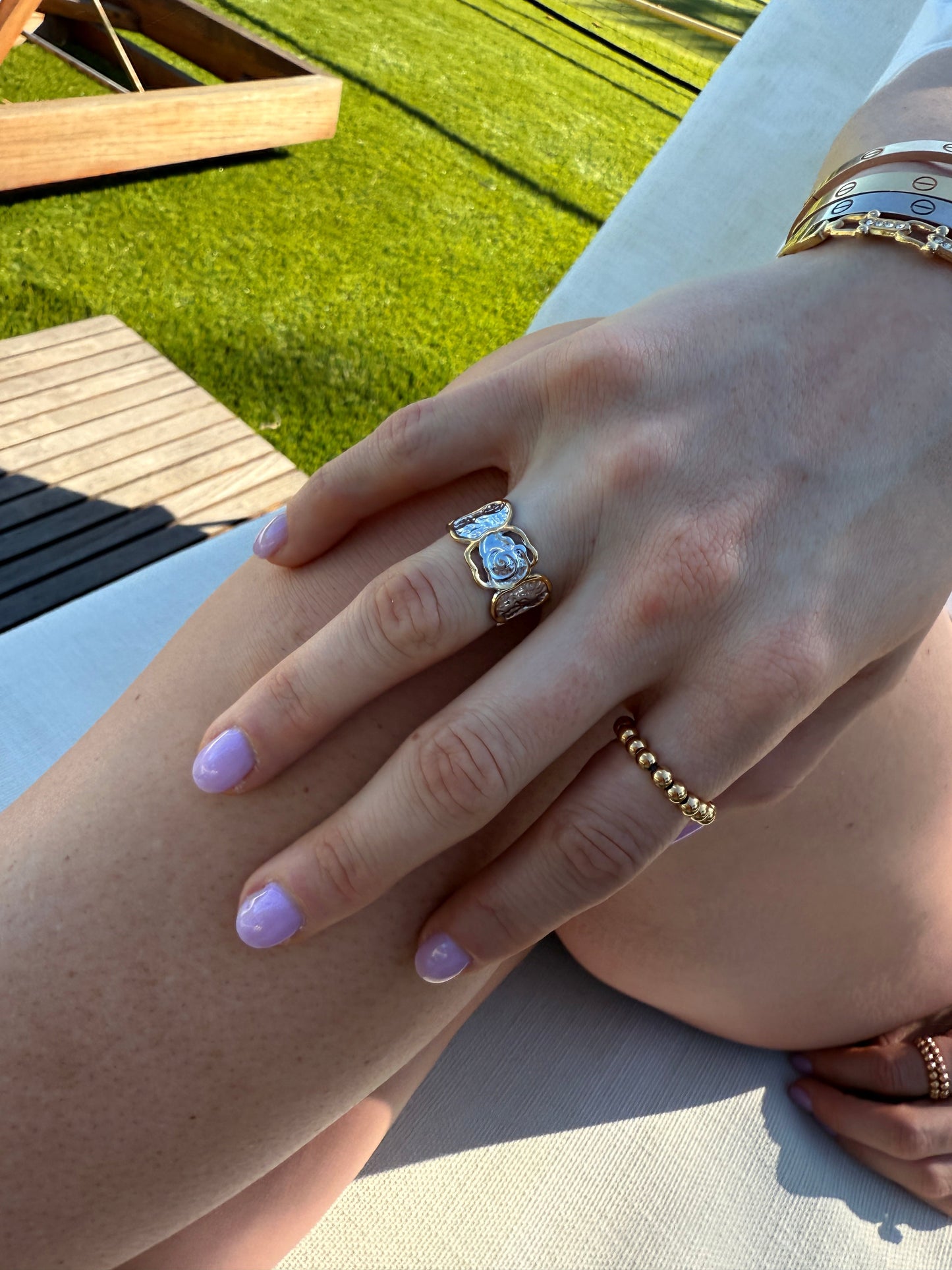 hammered mixed metal waterproof ring