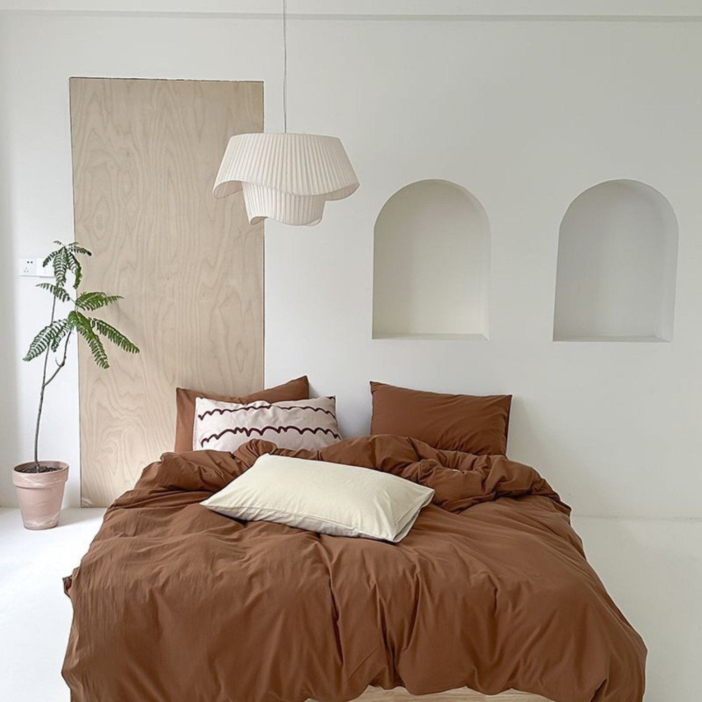 Modern Washed Cotton Bedding Set / Green