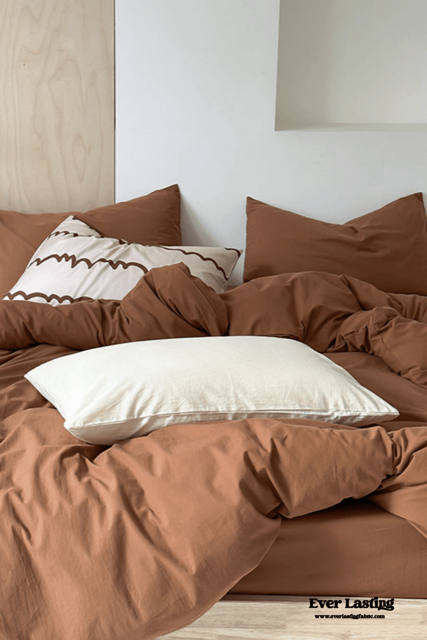 Modern Washed Cotton Bedding Set / Maple Red