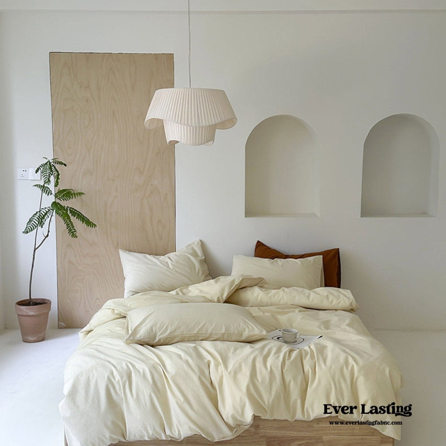 Modern Washed Cotton Bedding Set / Maple Red