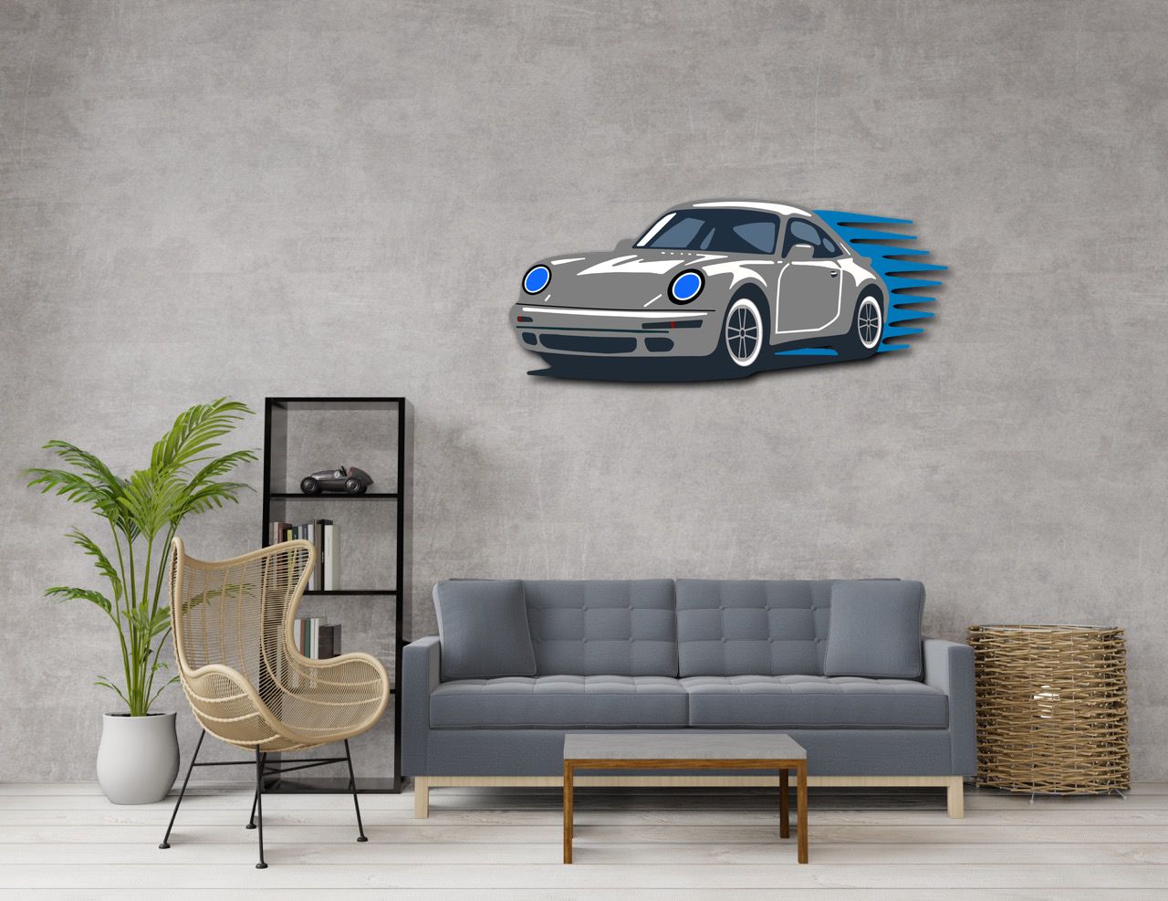 Garage wall decor steel art Performance Coupe Steel Wall Art