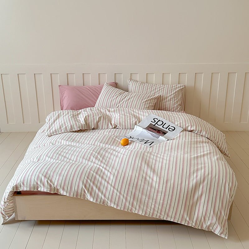 Parker Minimalist Striped Bedding Set / Khaki & Gray
