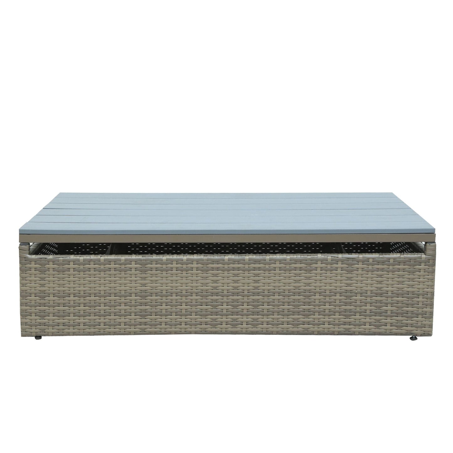 Patio Furniture Sets; 5-Piece Patio Wicker Sofa with Adustable Backrest; Cushions; Ottomans and Lift Top Coffee Table