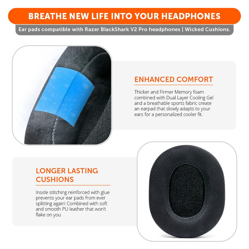 Razer Blackshark V2 Pro Earpads - WC FreeZe Cooling Gel (PRE 2023 model)