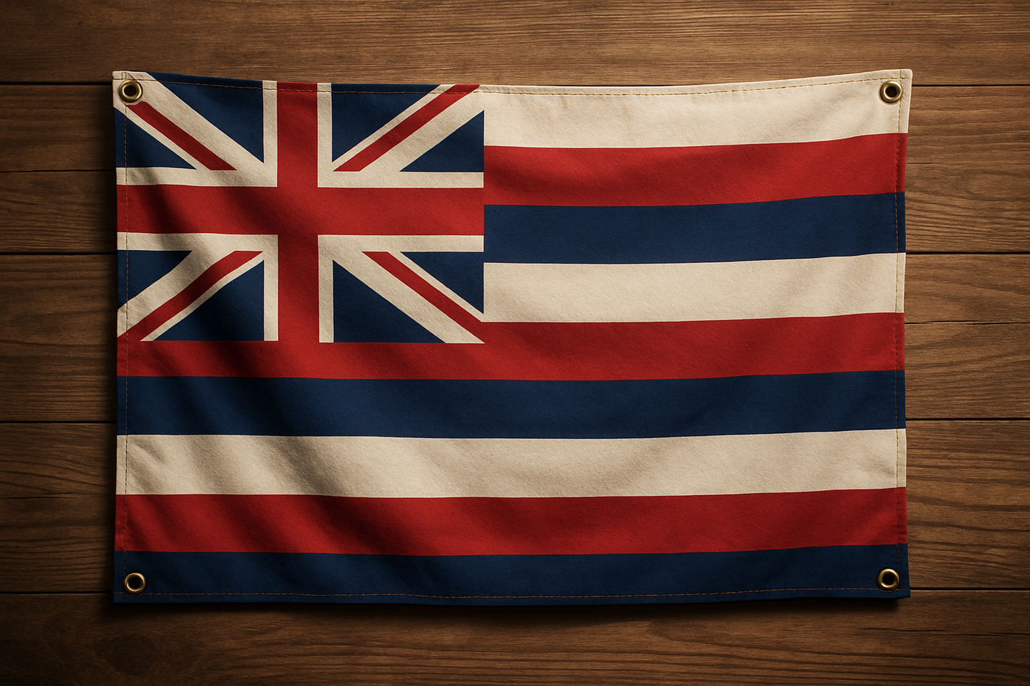 Hawaii Flag with Grommets Along the Edges for Wall Hanging