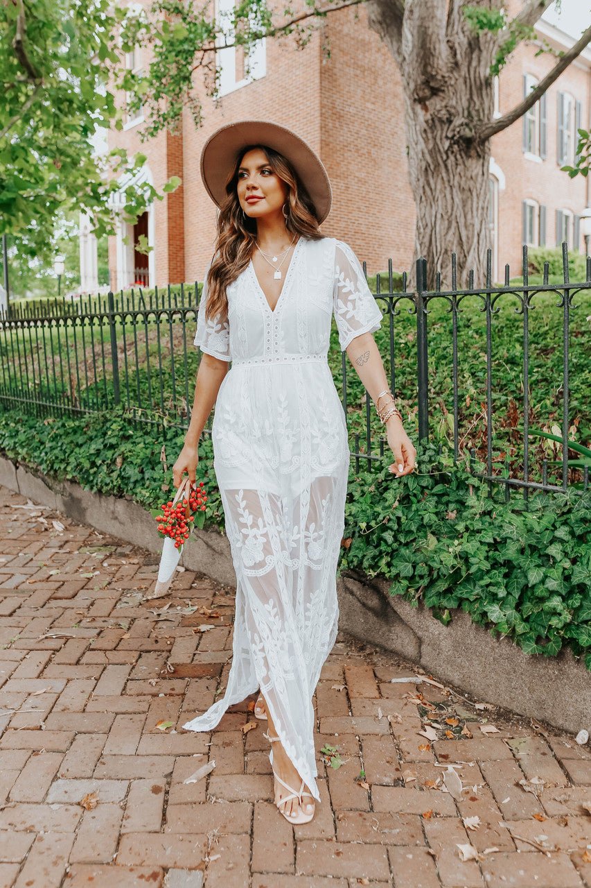 Reign White Lace Romper Maxi - FINAL SALE