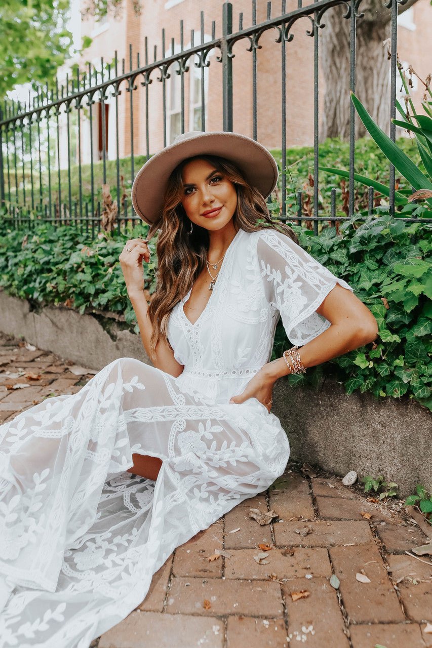 Reign White Lace Romper Maxi - FINAL SALE