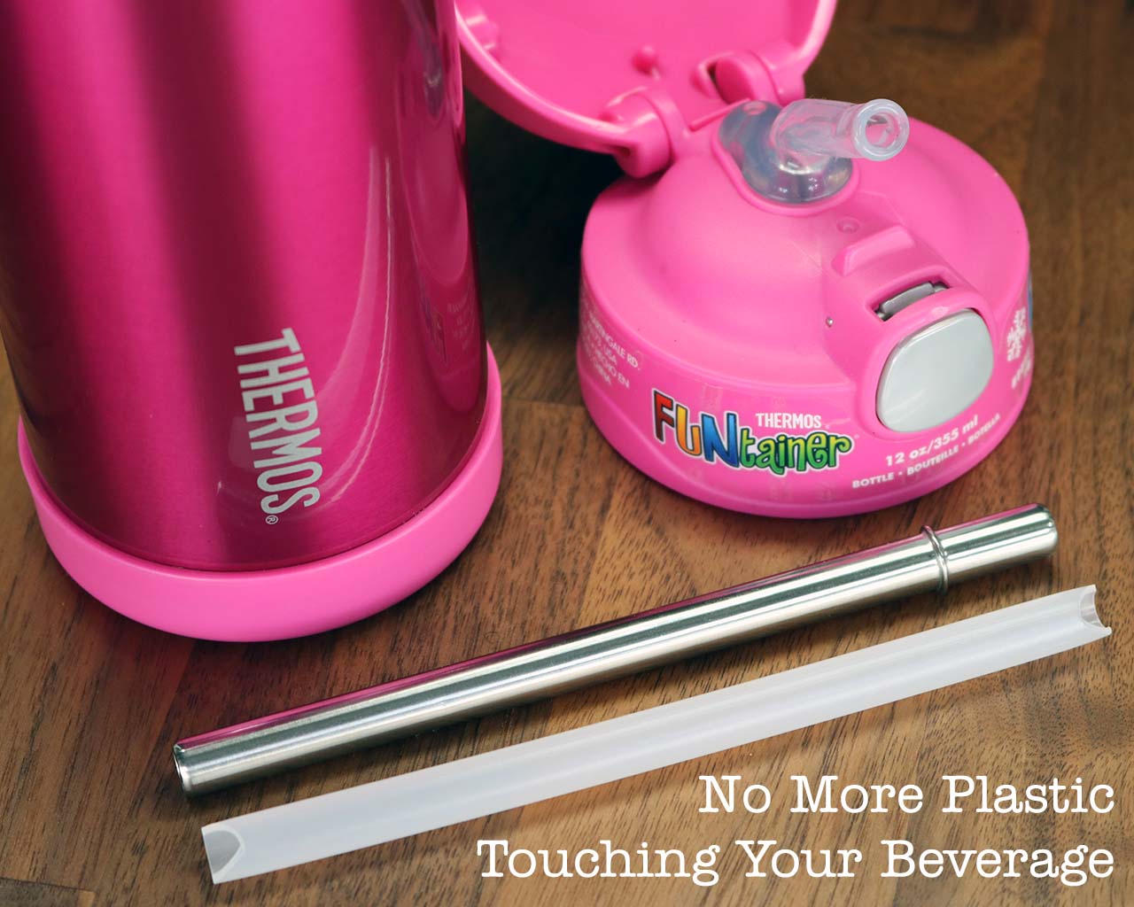 Extra Short 5" Safer Stainless Steel Straws for 12oz Thermos Funtainer, Small Glasses 4 Pack + Cleaning Brush