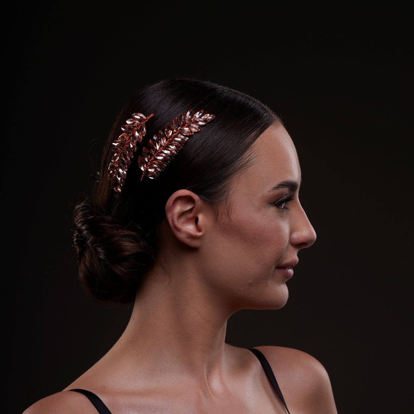 Rose Gold Crystal Leaf Hair Comb Set