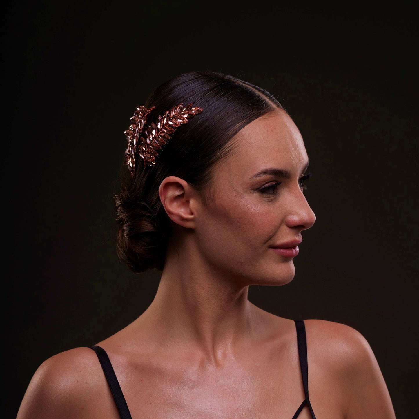 Rose Gold Crystal Leaf Hair Comb Set