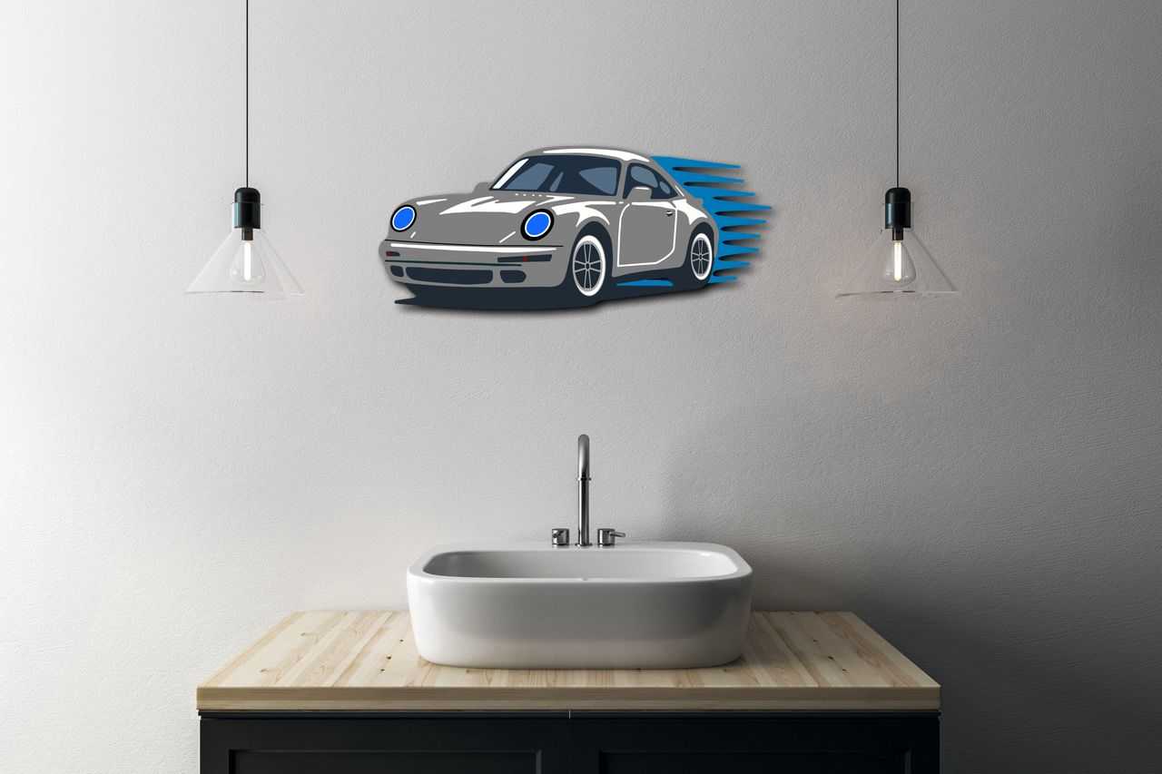Garage wall decor steel art Performance Coupe Steel Wall Art