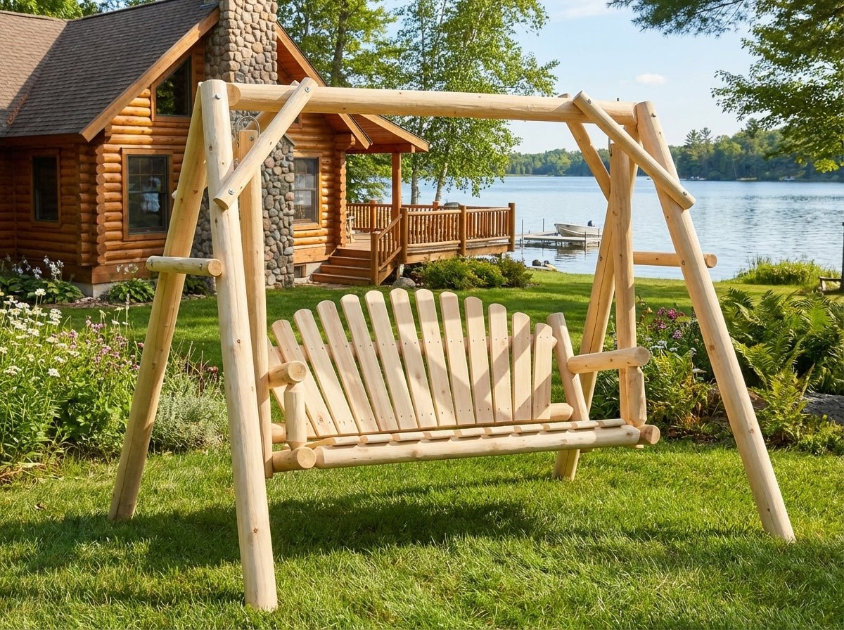 Rustic Log Swing Set