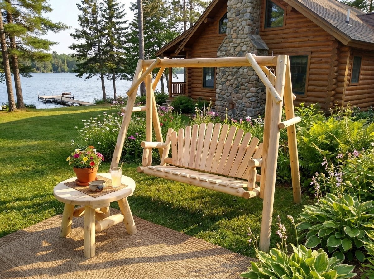 Rustic Log Swing Set