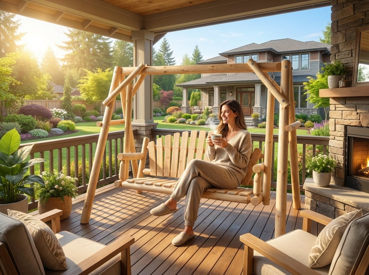Rustic Log Swing Set