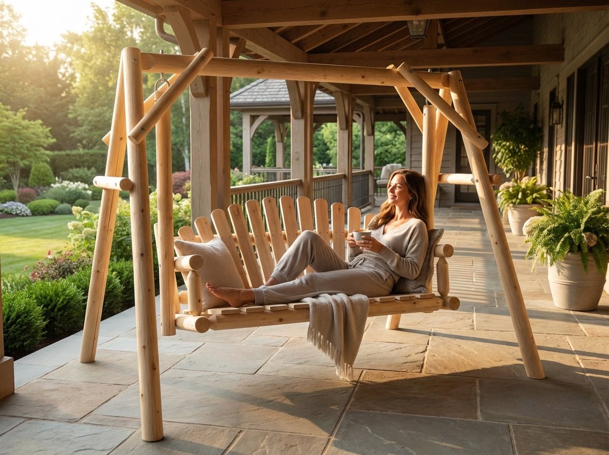 Rustic Log Swing Set