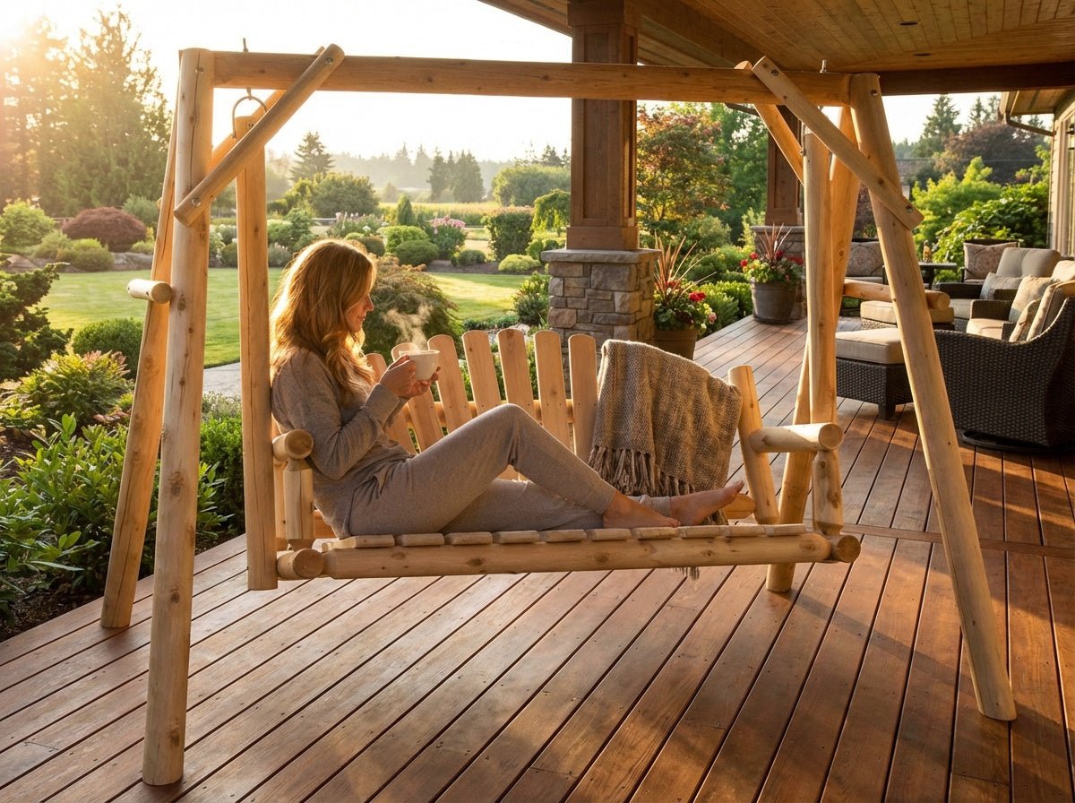 Rustic Log Swing Set