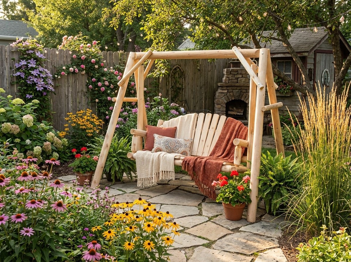 Rustic Log Swing Set