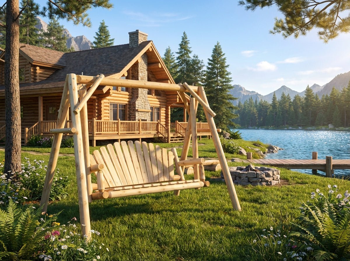 Rustic Log Swing Set