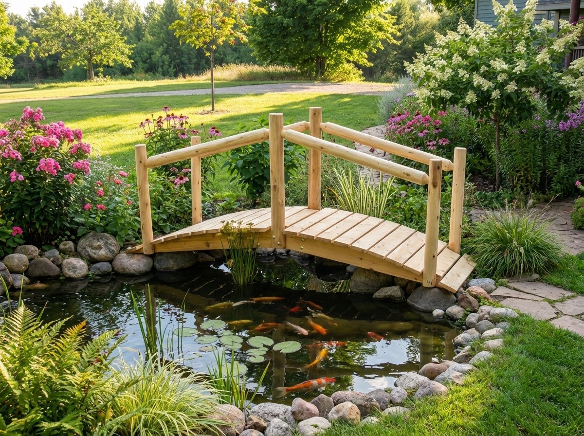 Rustic Wooden Garden Bridge
