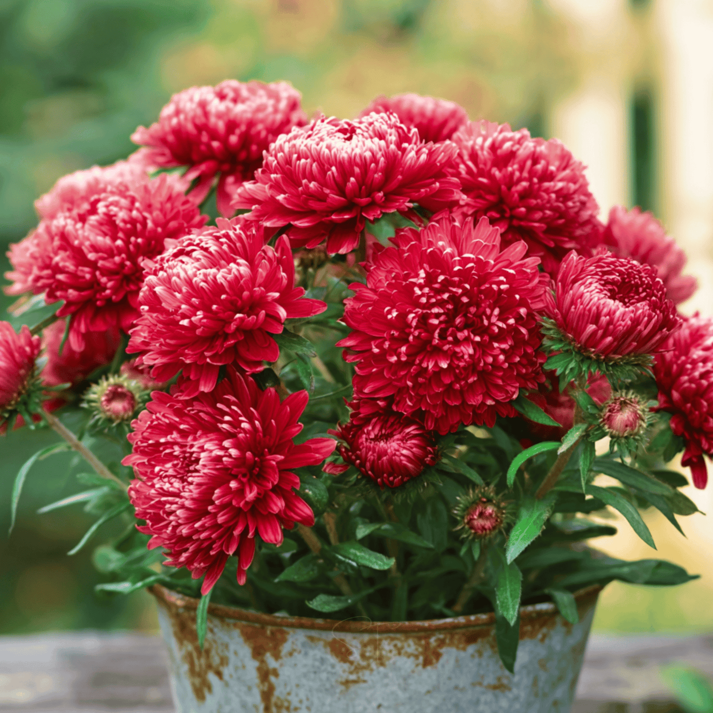 Scarlet Paeony Duchess Aster ā 50 Seeds