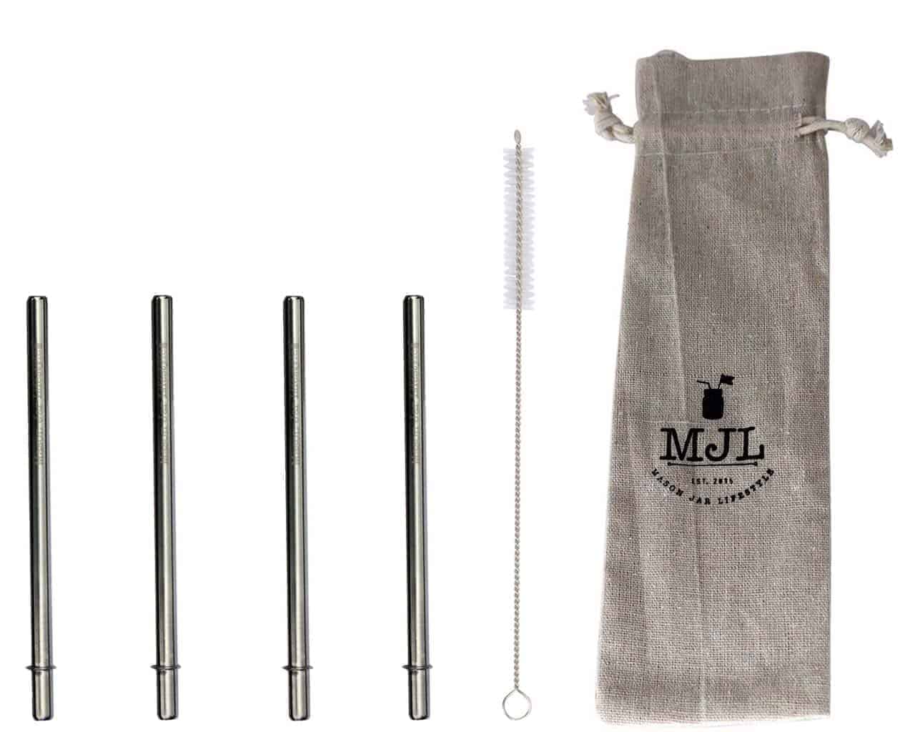 Short 5 3/4" Safer Rounded End Stainless Steel Straw for Half Pint Mason Jars