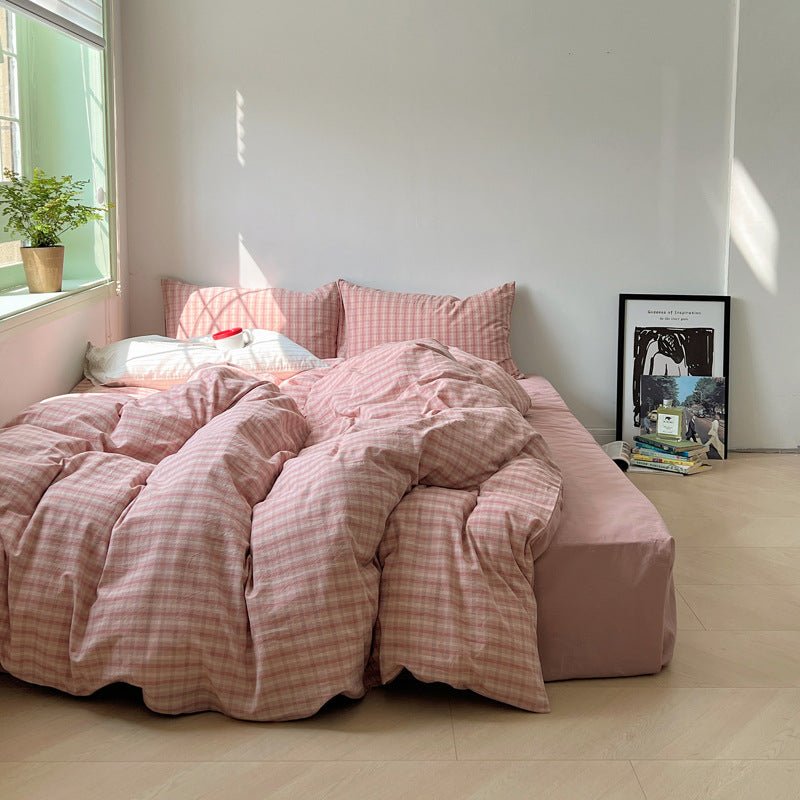 Soft Blend Plaid Bedding Set / Gray