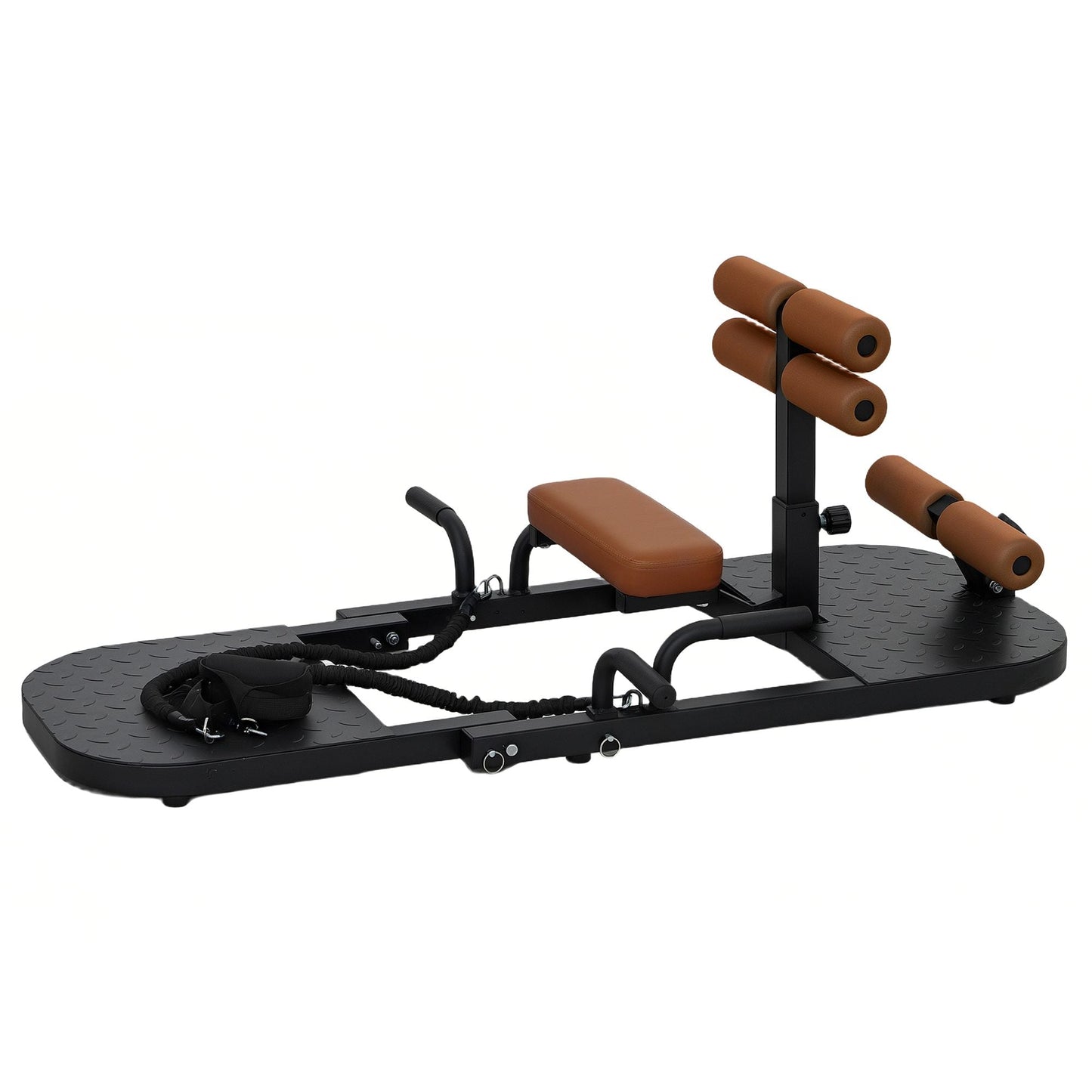 Soozier Foldable Sissy Squat Machine, Hip Thrust Machine with Push Up Stand, Multipurpose Glute Workout Equipment, Black