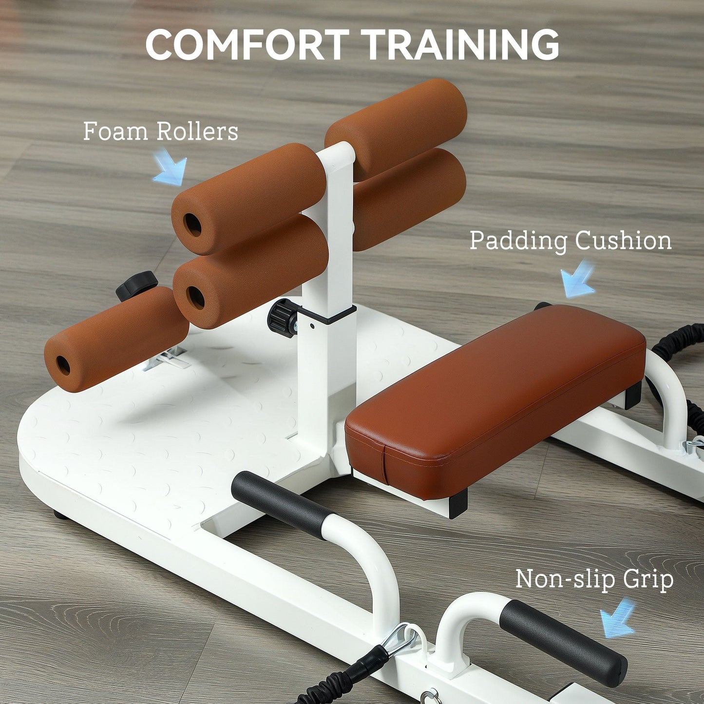 Soozier Foldable Sissy Squat Machine, Hip Thrust Machine with Push Up Stand, Multipurpose Glute Workout Equipment, White