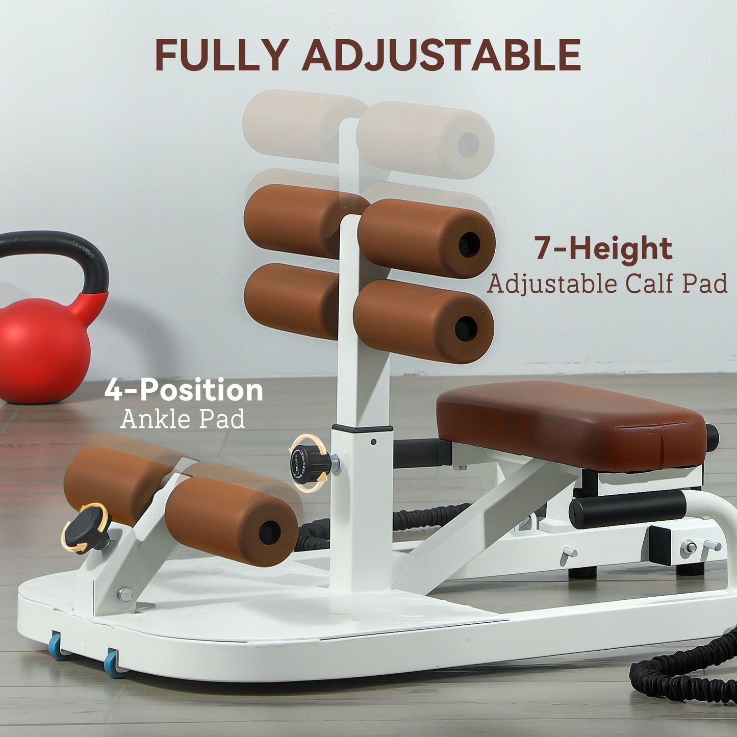 Soozier Foldable Sissy Squat Machine, Hip Thrust Machine with Push Up Stand, Multipurpose Glute Workout Equipment, White