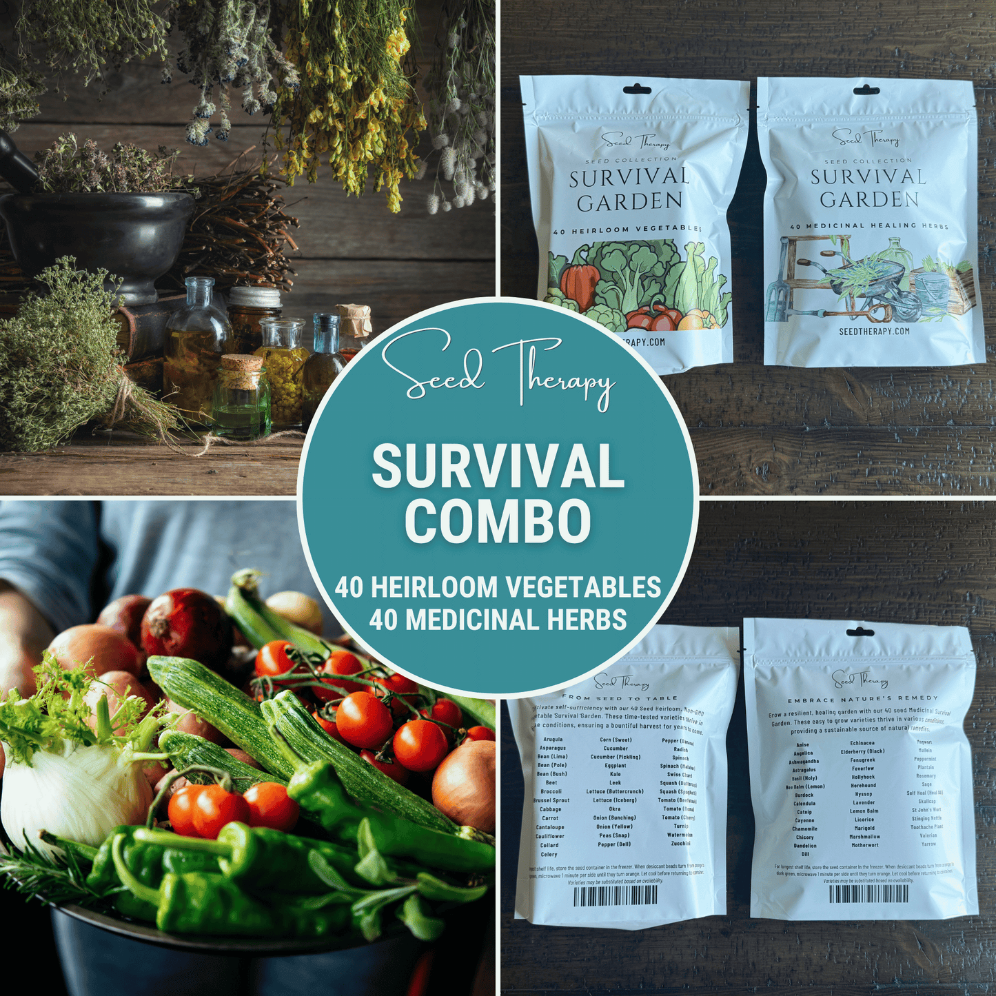 Survival Garden Combo ā 40 Vegetable & 40 Medicinal Herb Varieties