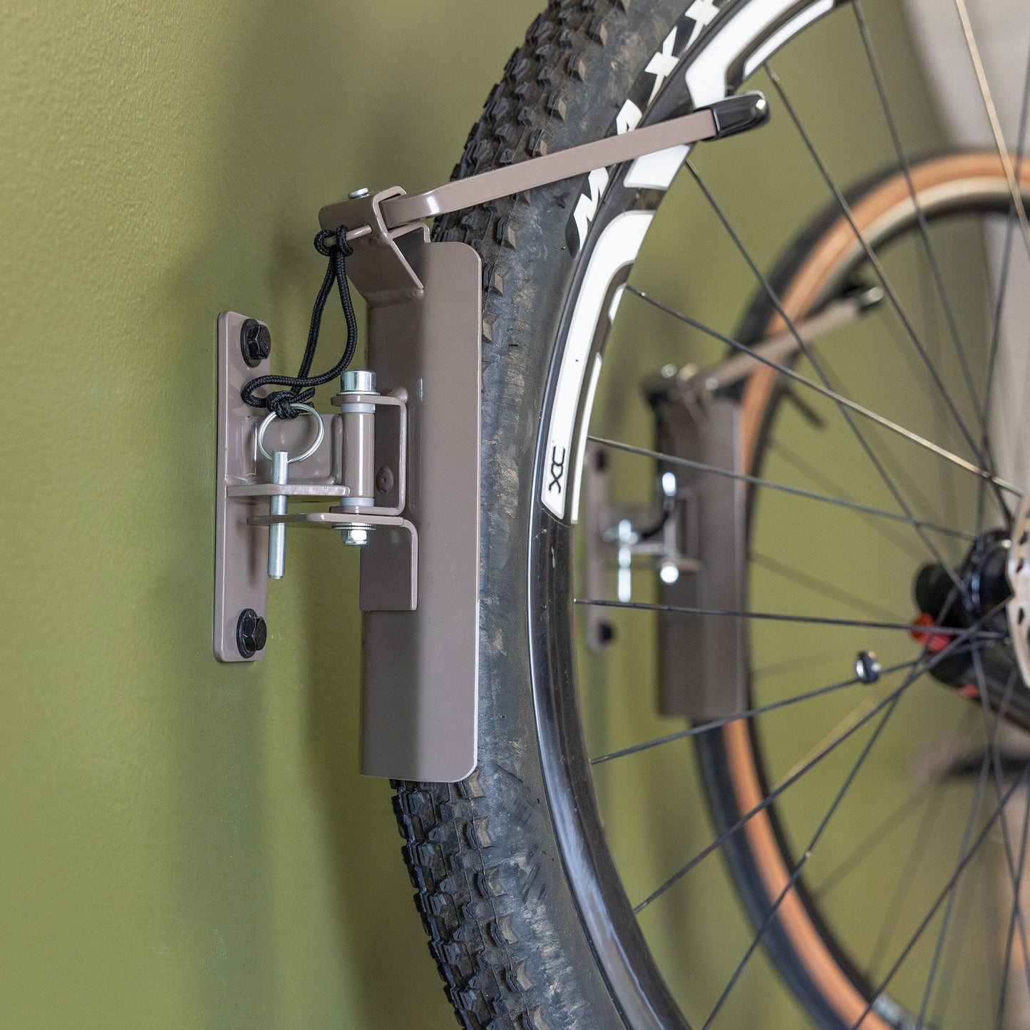 Swivel Mount Bike Storage Rack | 2 Bike Garage Wall Hooks | Mud