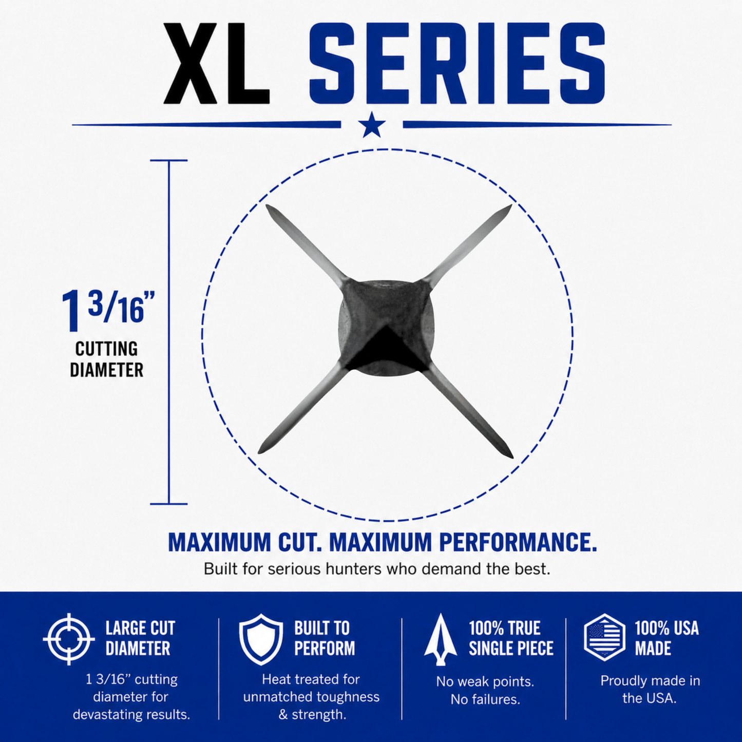 TOTA | 125 grain XL broadhead | 1-3/16-inch solid | fixed blade