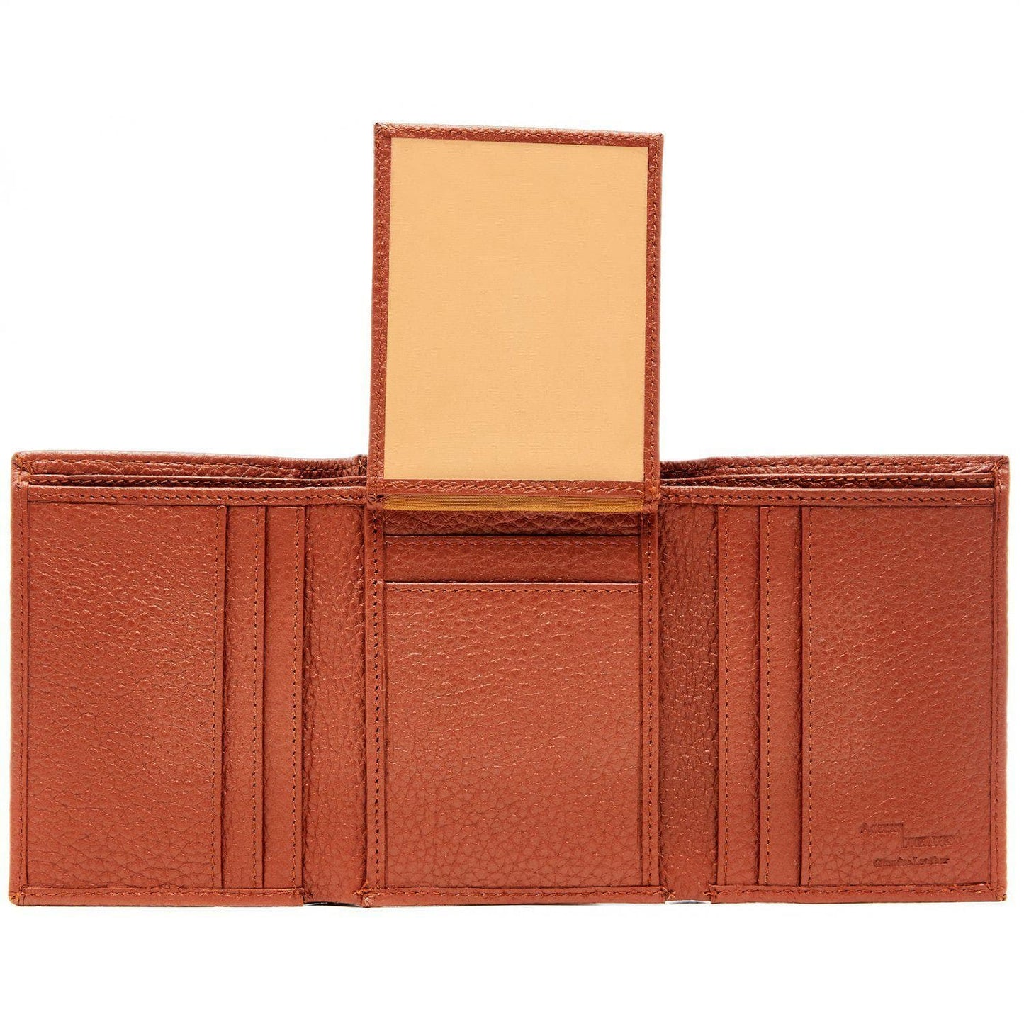 Genuine Leather Trifold Wallet – Flip-Up Dual ID Windows, RFID Blocking