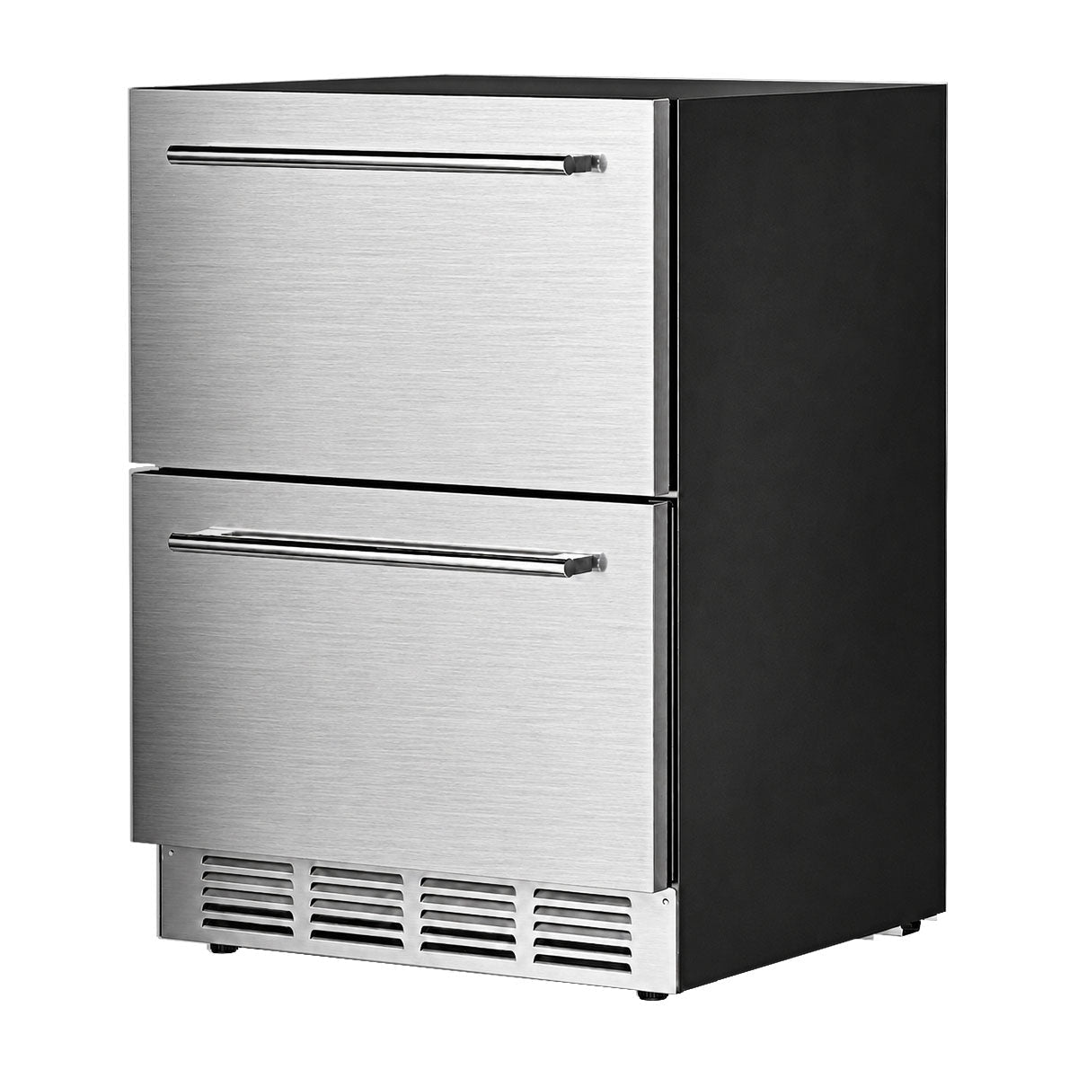 Kismile 24 Inch Built-In Double Drawer Refrigerator, 5.0 Cu.Ft Under Counter Beverage Fridge for Wine & Beer, Stainless Stee