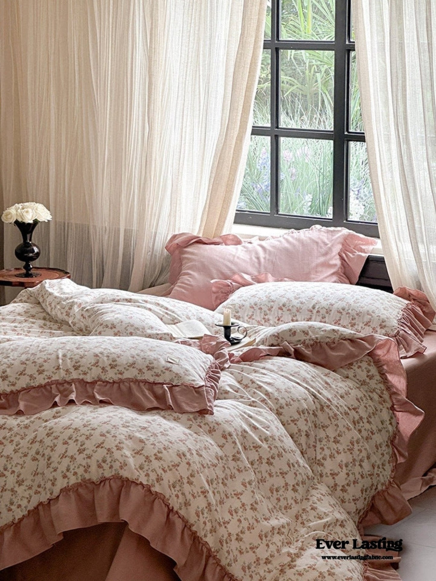 Vivienne Floral Double Gauze Bedding Set / Blue Ocean