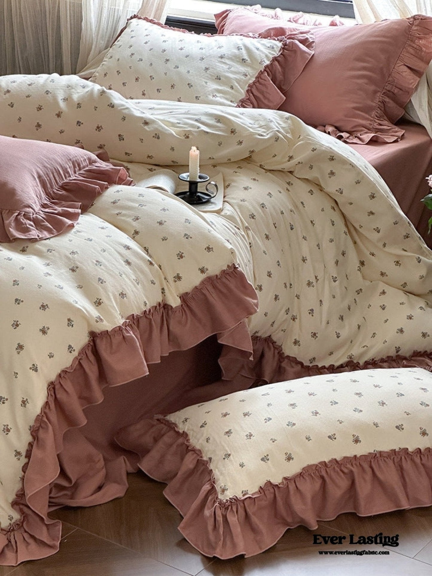 Vivienne Floral Double Gauze Bedding Set / Blue Ocean