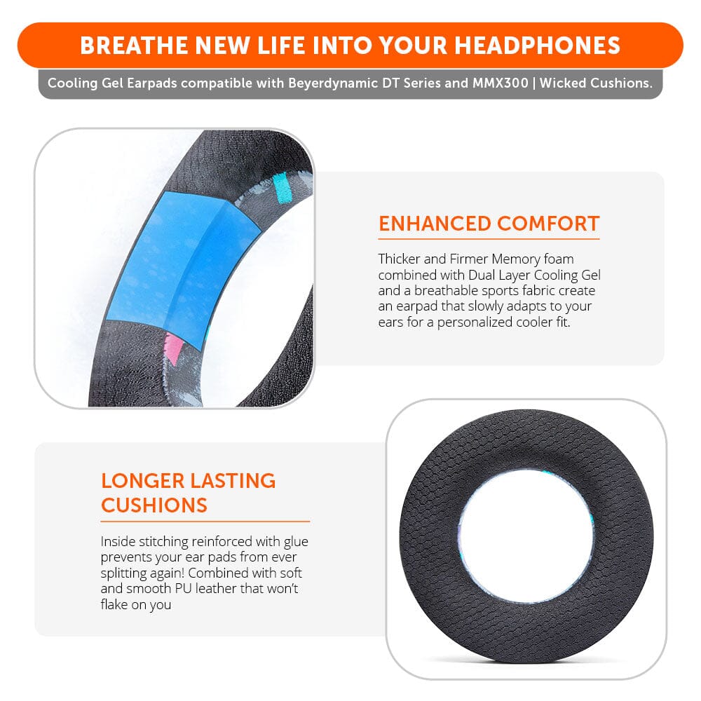 WC FreeZe DT770 - Cooling Gel Ear Pads for Beyerdynamic Headphones