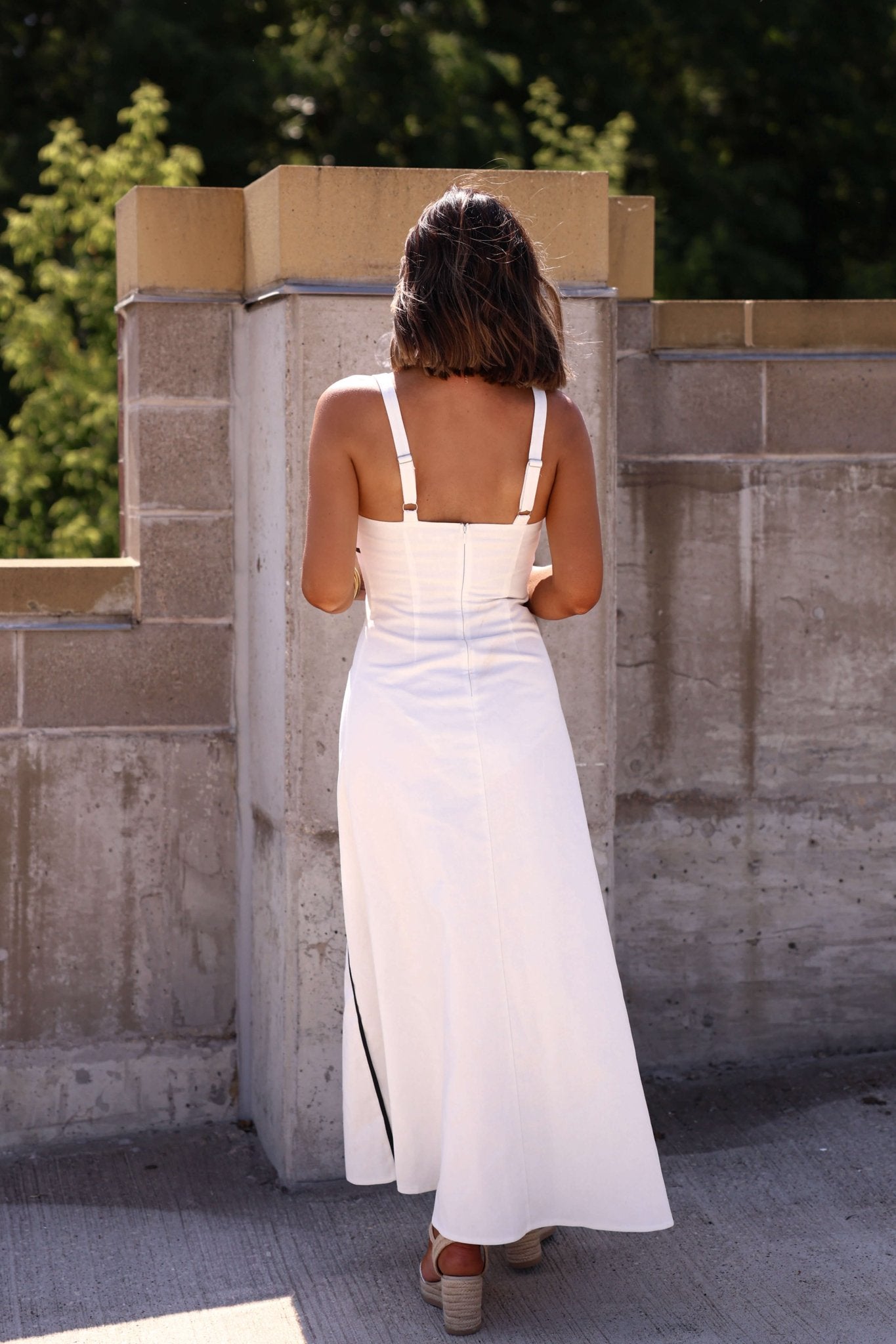 White and Black Trim Detail Maxi Dress - FINAL SALE