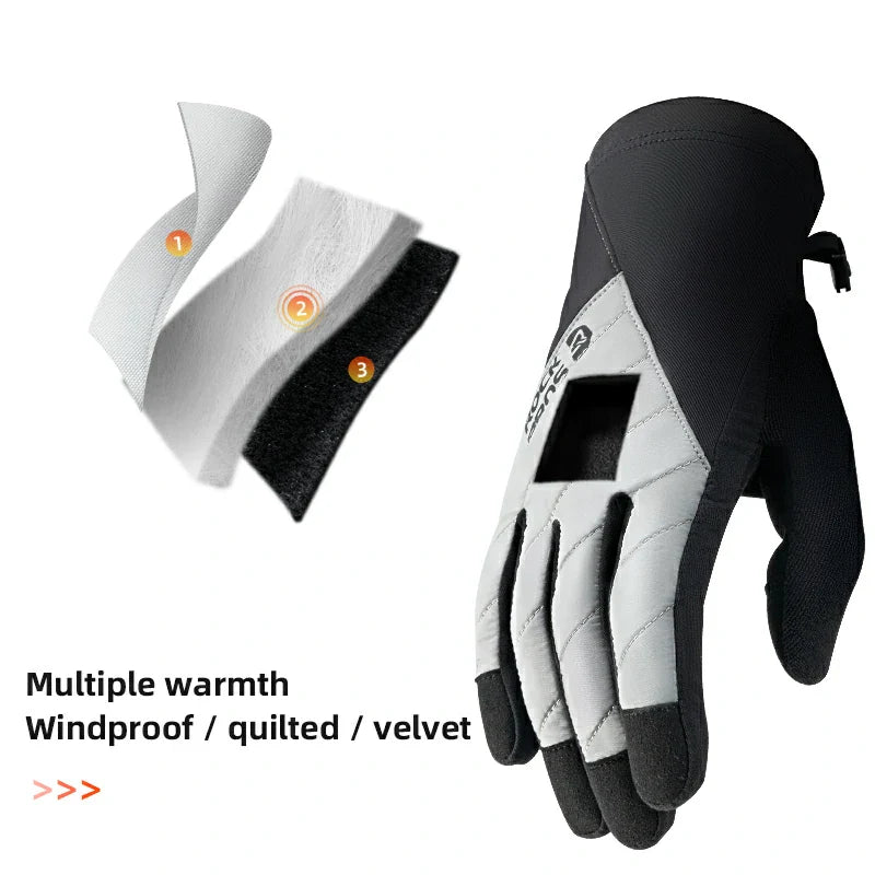 Winter Long-Finger Gloves Windproof Velvet
