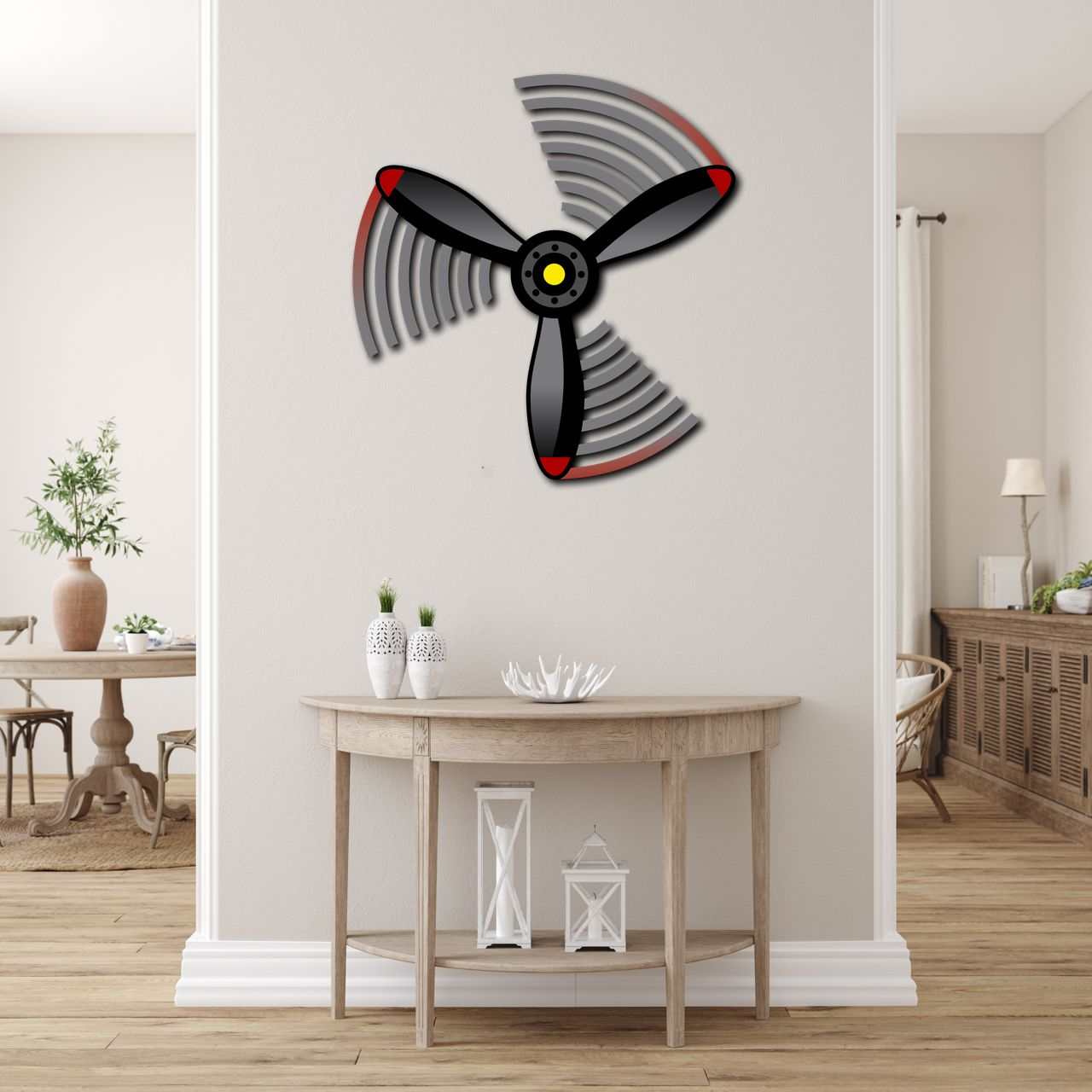 Multicolor metal wall art Propeller Spin Metal Wall Art
