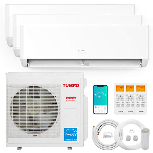 Greenland 36,000 BTU Tri-Zone (3) Mini Split AC (R454B)