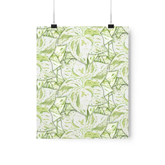 Snow Queen Pothos Pattern Botanical Print – Unframed Wall Art