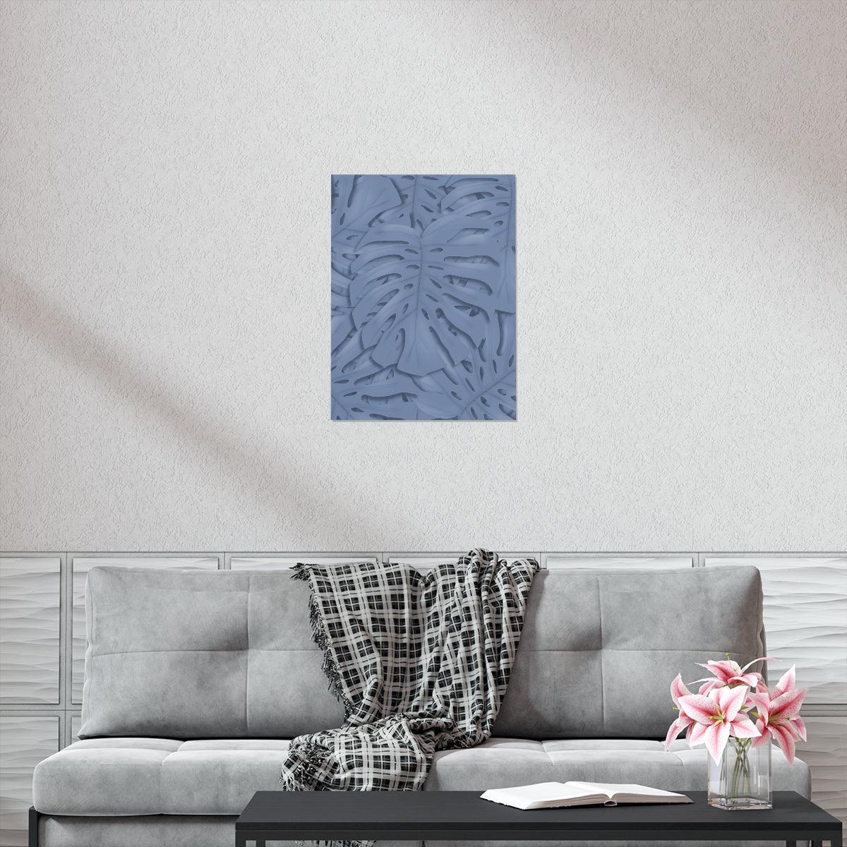Blue Monstera Botanical Print – Unframed Wall Art