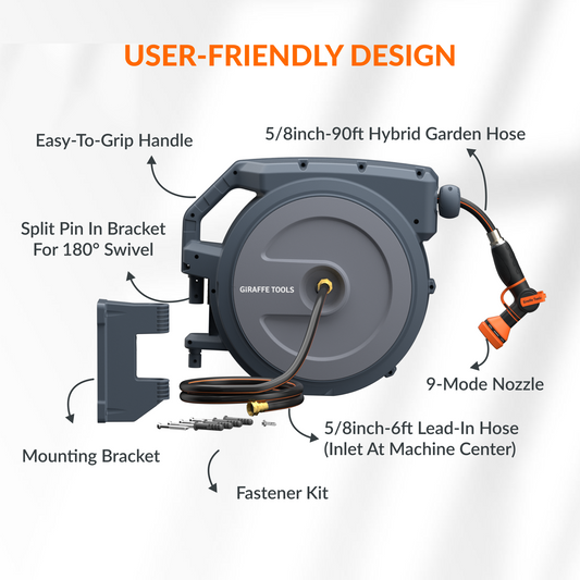 Retractable Garden Hose Reel-5/8in-90ft