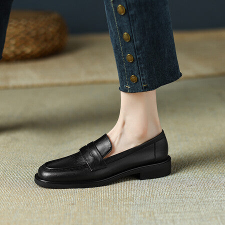 Women’s British Style Vintage Heeled Leather Shoes