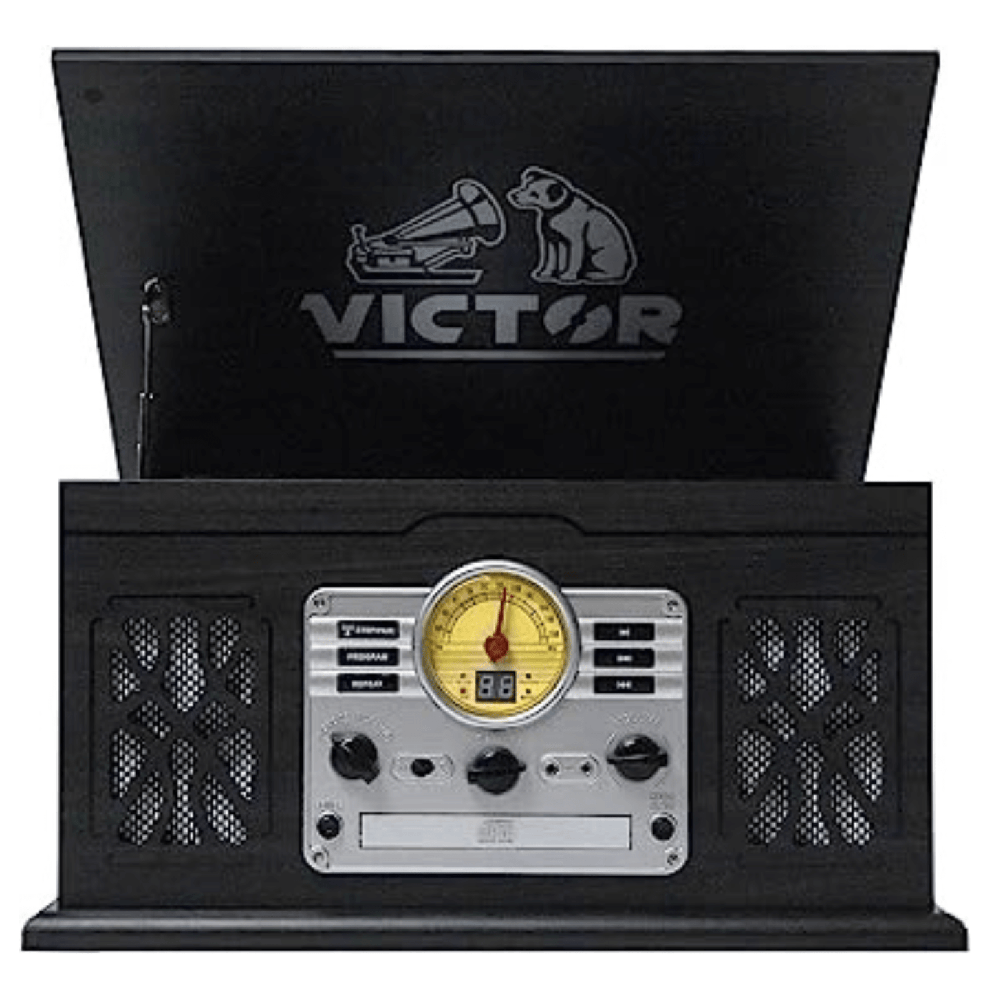 Victor State 7-in-1 Wood Music Center Graphite - Refurbished
