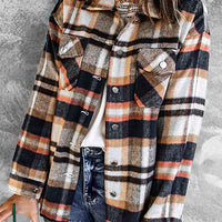 Multicolor Plaid Casual Button Up Flannel Shacket Anytime