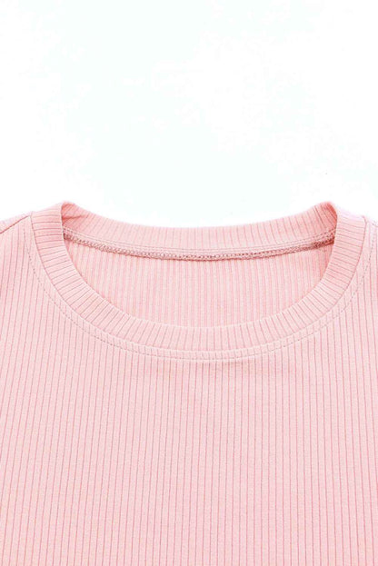 Pink Layered Ruffle Knit Blouse